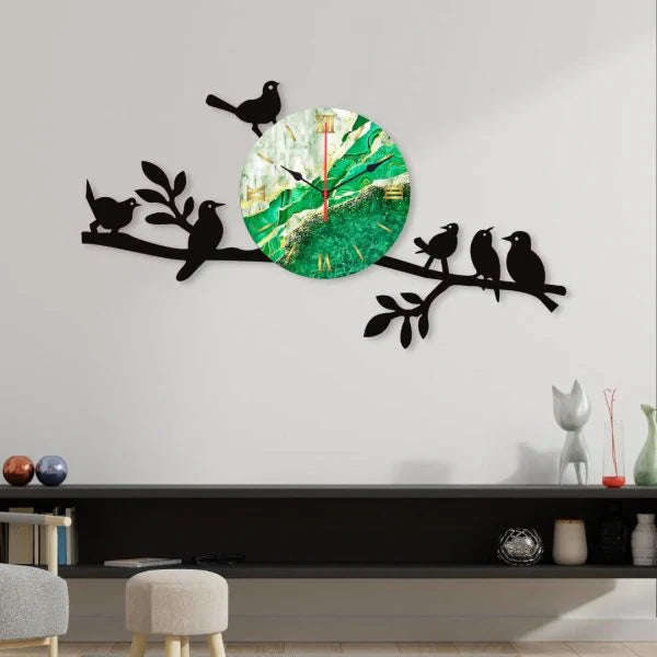 Sparrow Design Dial Wooden Wall Clock WC_PDZS19B