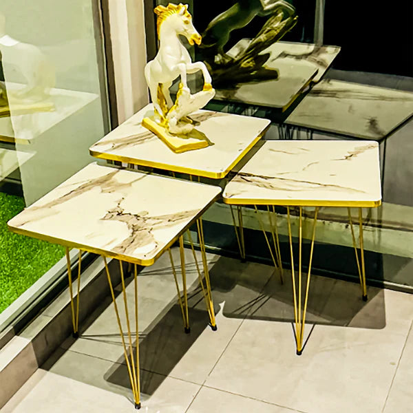 Square WHITE Glory nesting table set of 3