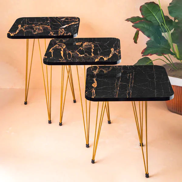 Square Black Glory nesting table set of 3