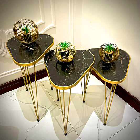 Triangle BLACK Gold nesting table set of 3