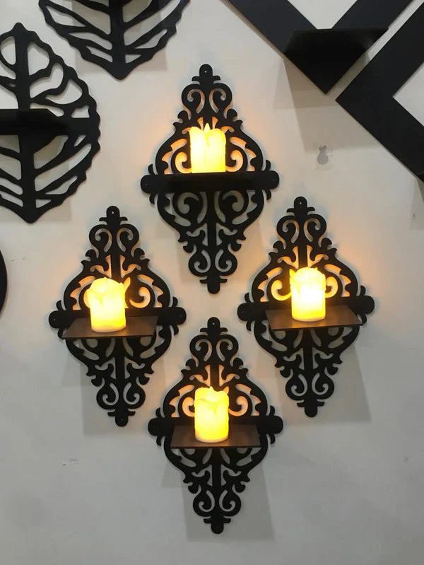 Set of 4 wooden wall shelve